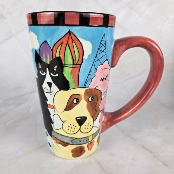 Candace Reiter Dogzilla Oversized Mugs with Handles Dog Themed Set of 2 Vtg 2001 - Picture 3 of 10